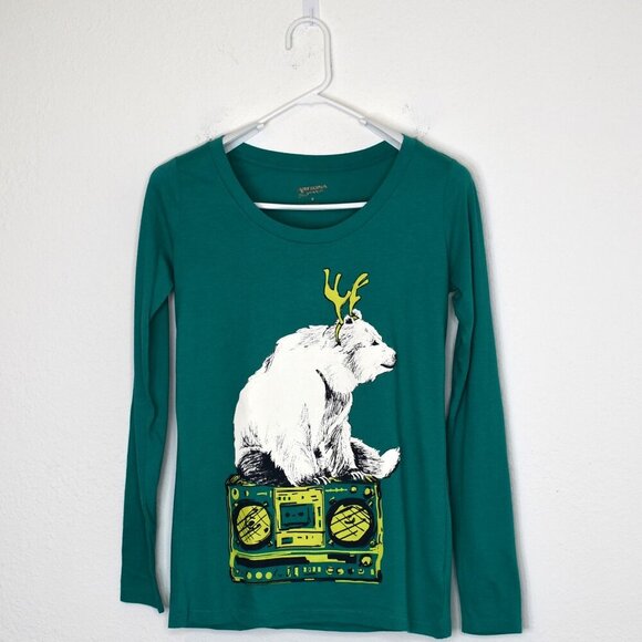 Arizona Jean Company Tops - Arizona Polar Bear Moose Graphic Tee Sz M Long Sleeve Christmas Holiday Funny